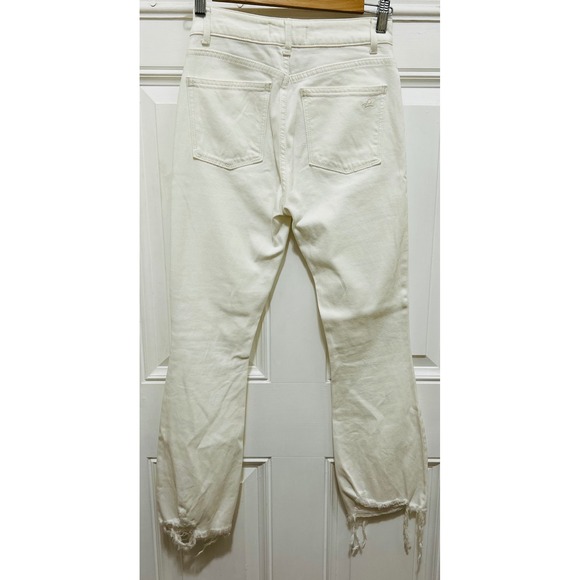 DL1961 Jackie High Rise Cropped‎ Flare Jeans White Distressed Raw Hem Size 25 - Picture 4 of 7